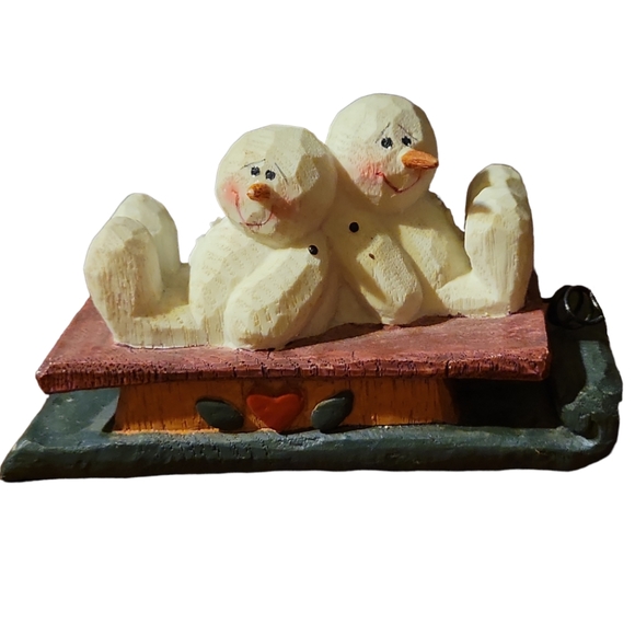 Vtg 1999 Crazy Mountain Santa Sleigh Snowman Kids Sculptures Figurine - Picture 5 of 8